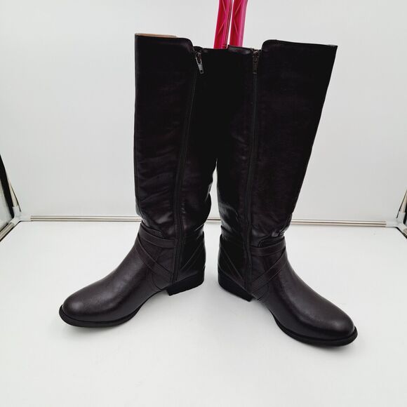 NWOB Life Stride Soft System Knee High Boot Low Heel 8.5 W Brown Inside Zipper - Picture 5 of 9